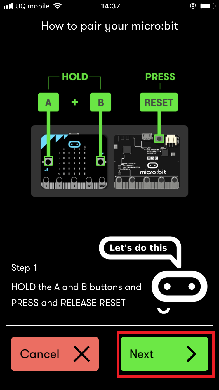 micro:bitアプリの「How to pair your micro:bit」画面の画像